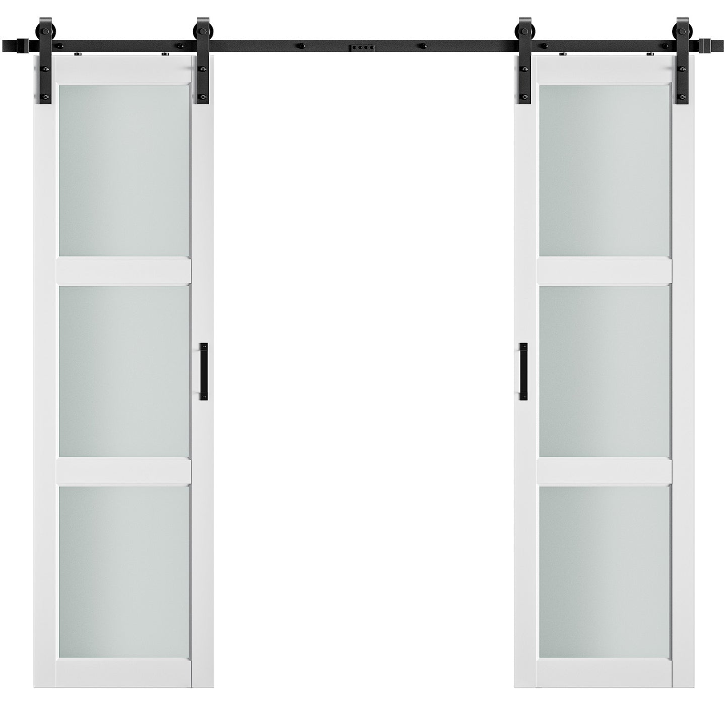 3-Lite Glass Paneled Double Sliding Barn Doors(复制)