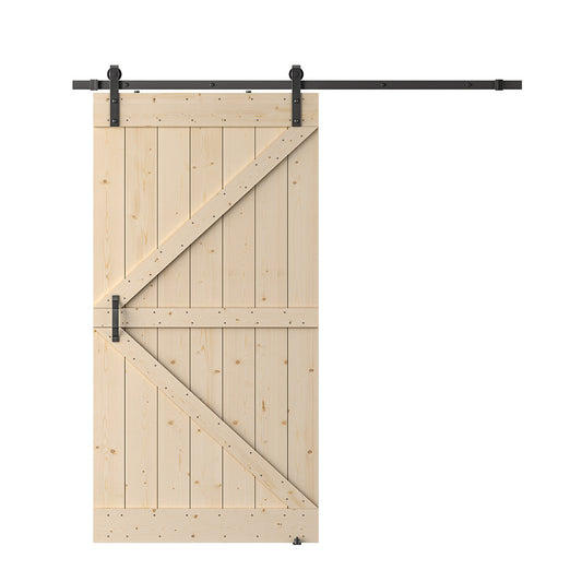 Unfinished Wood Barn Door with Installation Hardware Kit Frameless shape
