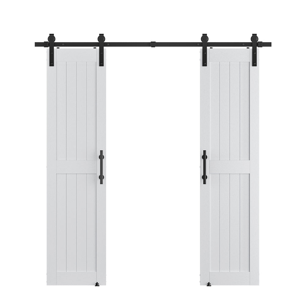 Double MDF Barn Door with Hardware Kit, H-Frame Door