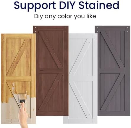 Unfinished Wood Barn Door with Installation Hardware Kit with lock