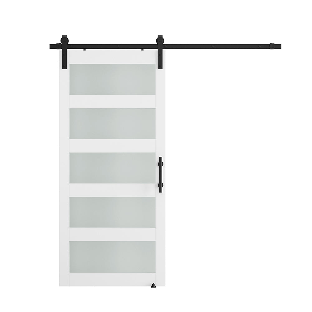 Glass Barn Door with Hardware Kit, 5-Panel Glass