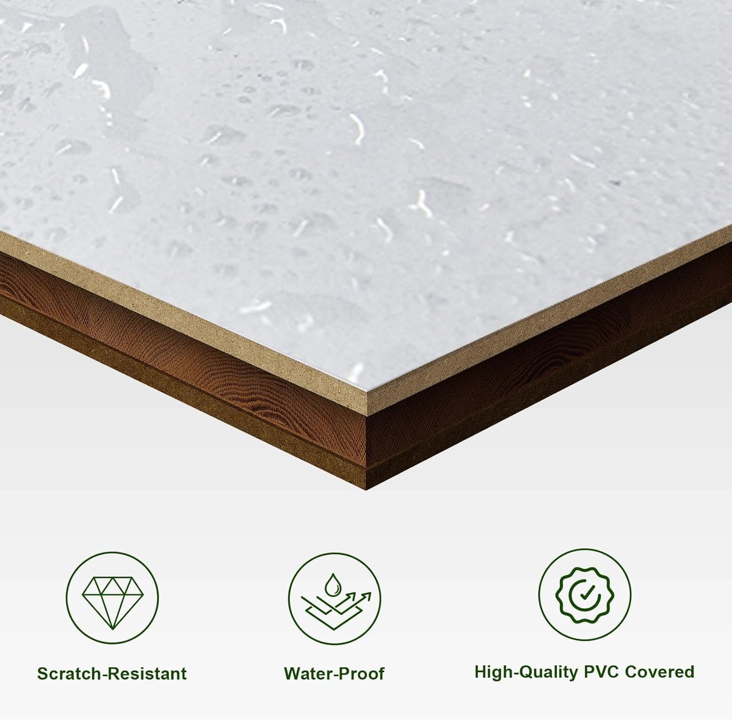 SMARTSTANDARD 40in x 84in Sliding Barn Door with 7FT Hardware Track,3 Panel | Waterproof PVC Surface, Pre-Drilled Holes Easy to Assemble, White, Solid, MDF