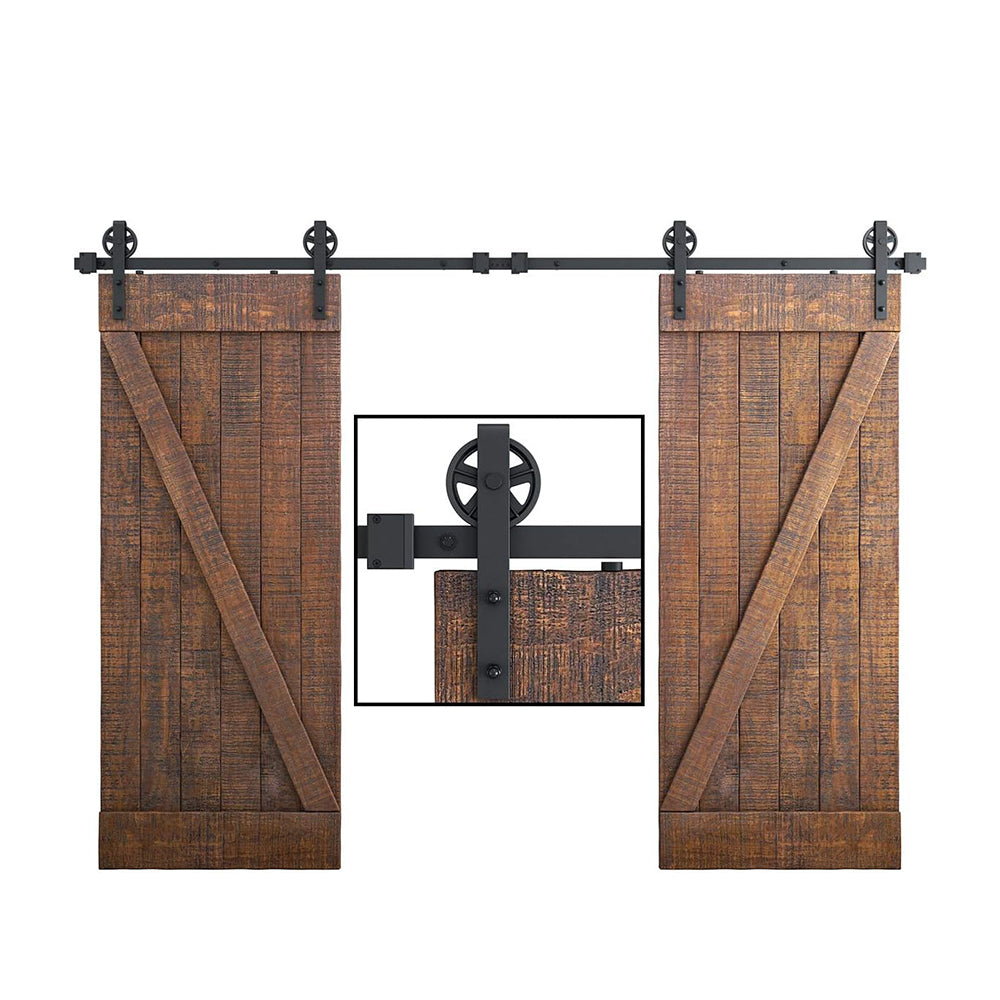 Double Barn Door Hardware Kit, Big Wheel Shape Hanger