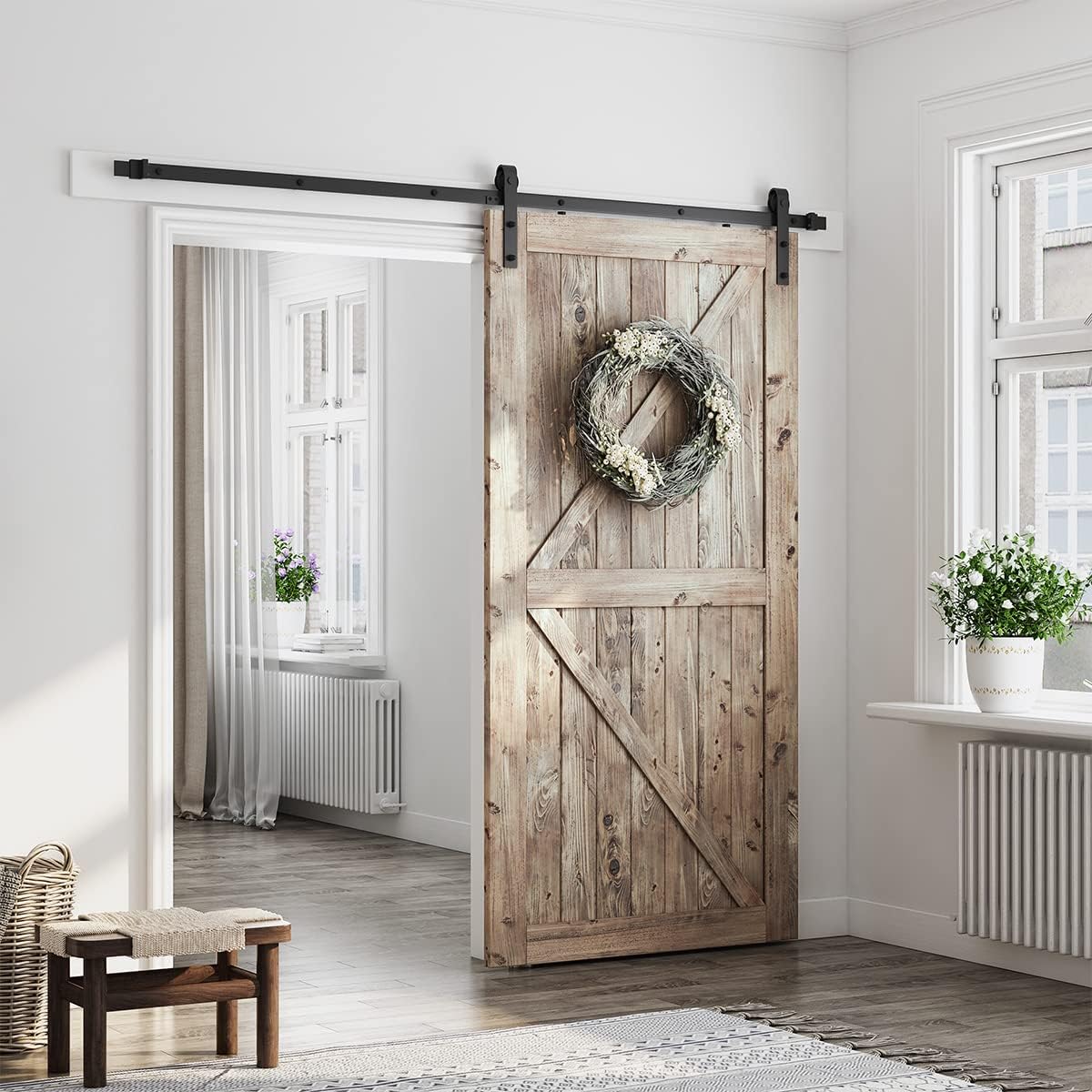 Sliding Barn Door Hardware Kit, Double m Shape Hanger