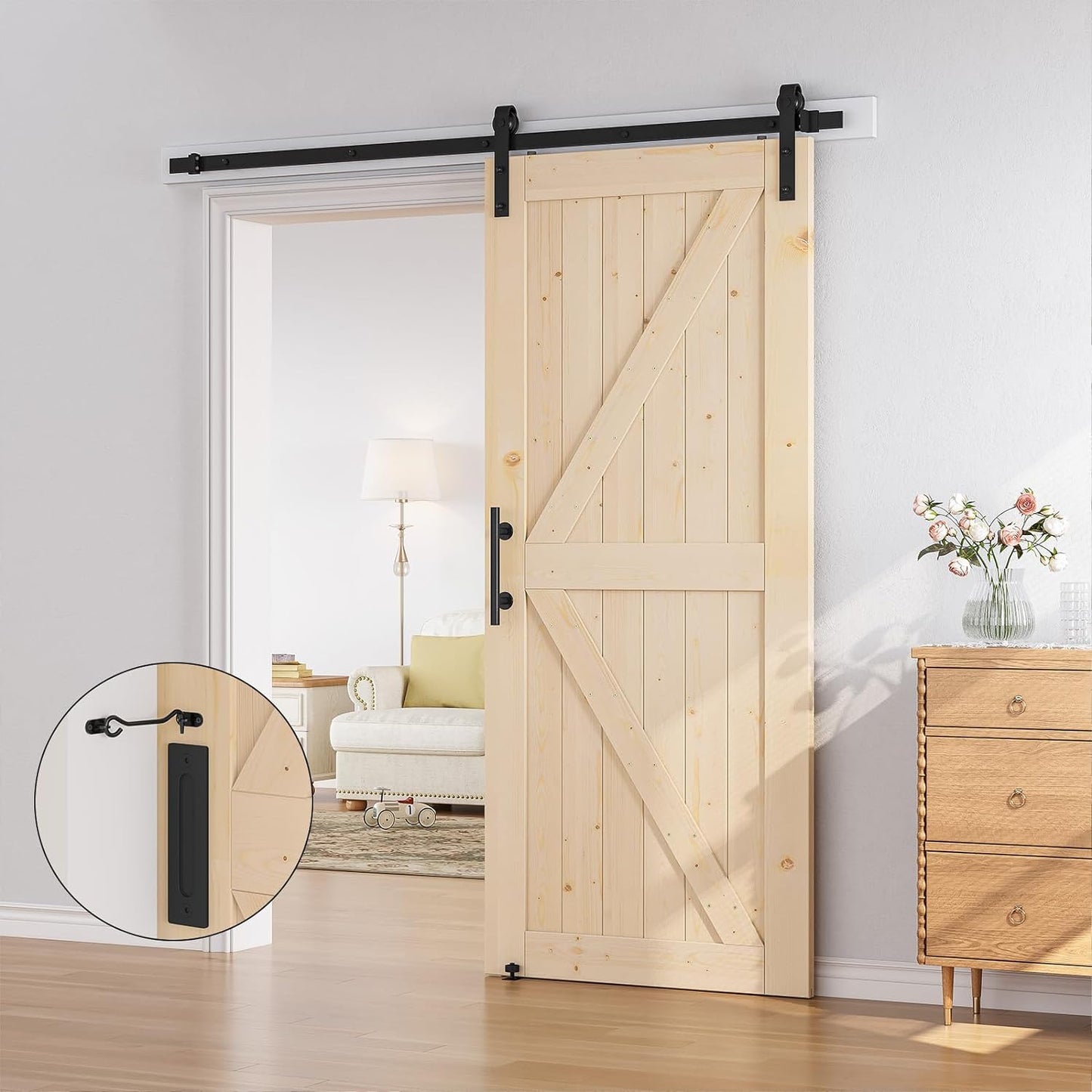 Unfinished Wood Barn Door with Installation Hardware Kit
