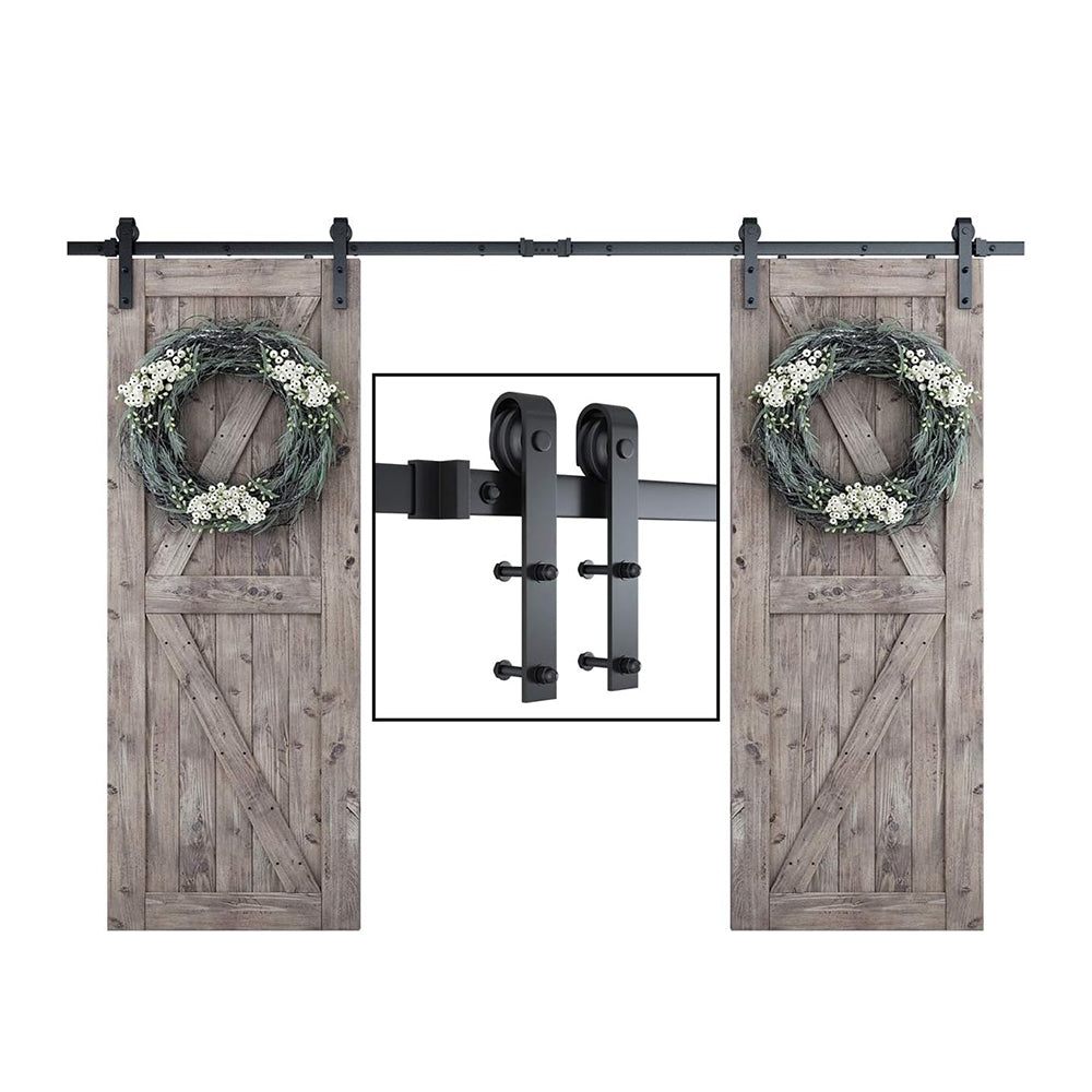 Double Barn Door Hardware Kit, J Shape Hanger