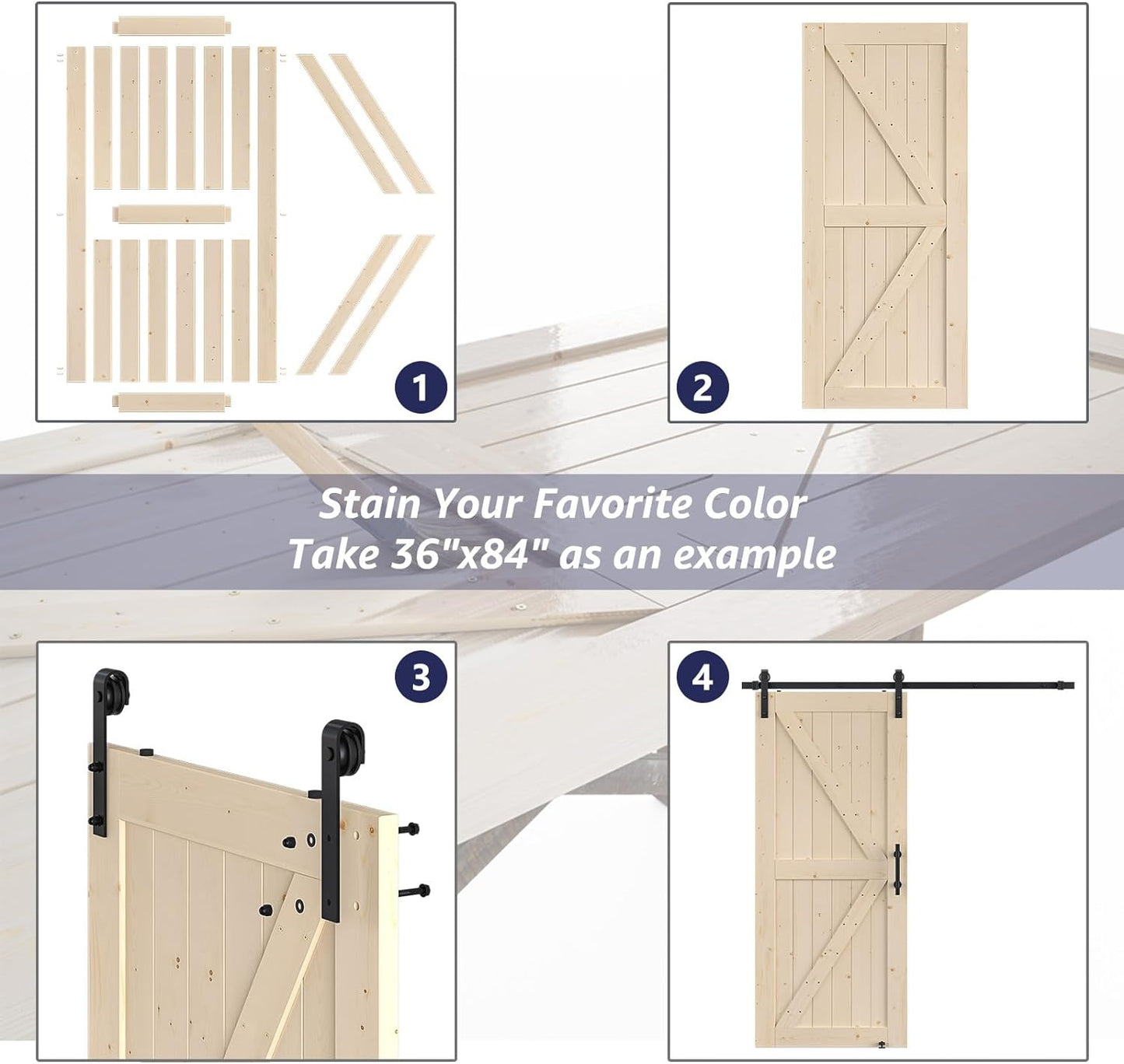 Unfinished Wood Barn Door with Installation Hardware Kit