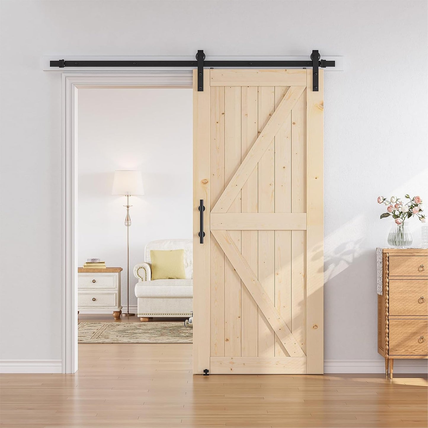 Unfinished Wood Barn Door with Installation Hardware Kit