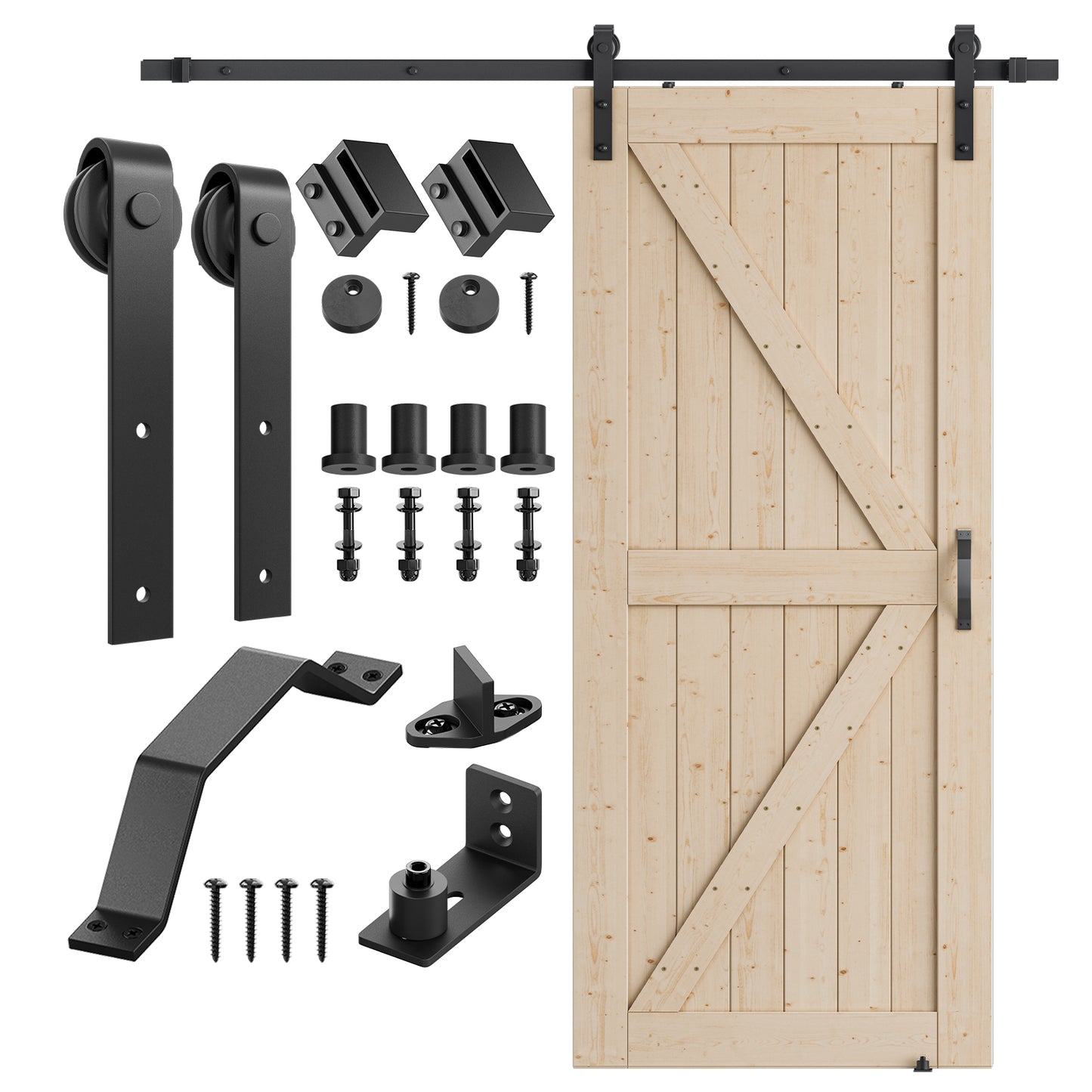 Unfinished Wood Barn Door with Installation Hardware Kit