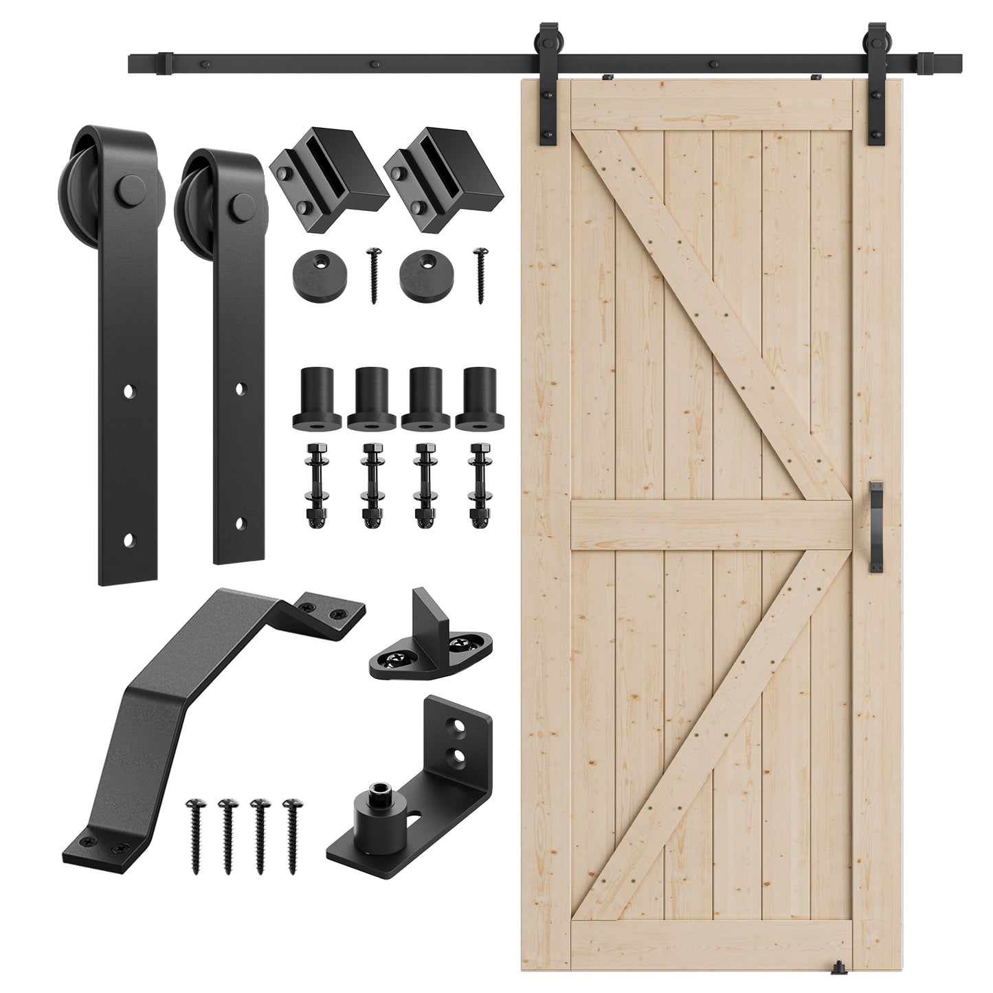 Unfinished Wood Barn Door with Installation Hardware KITE