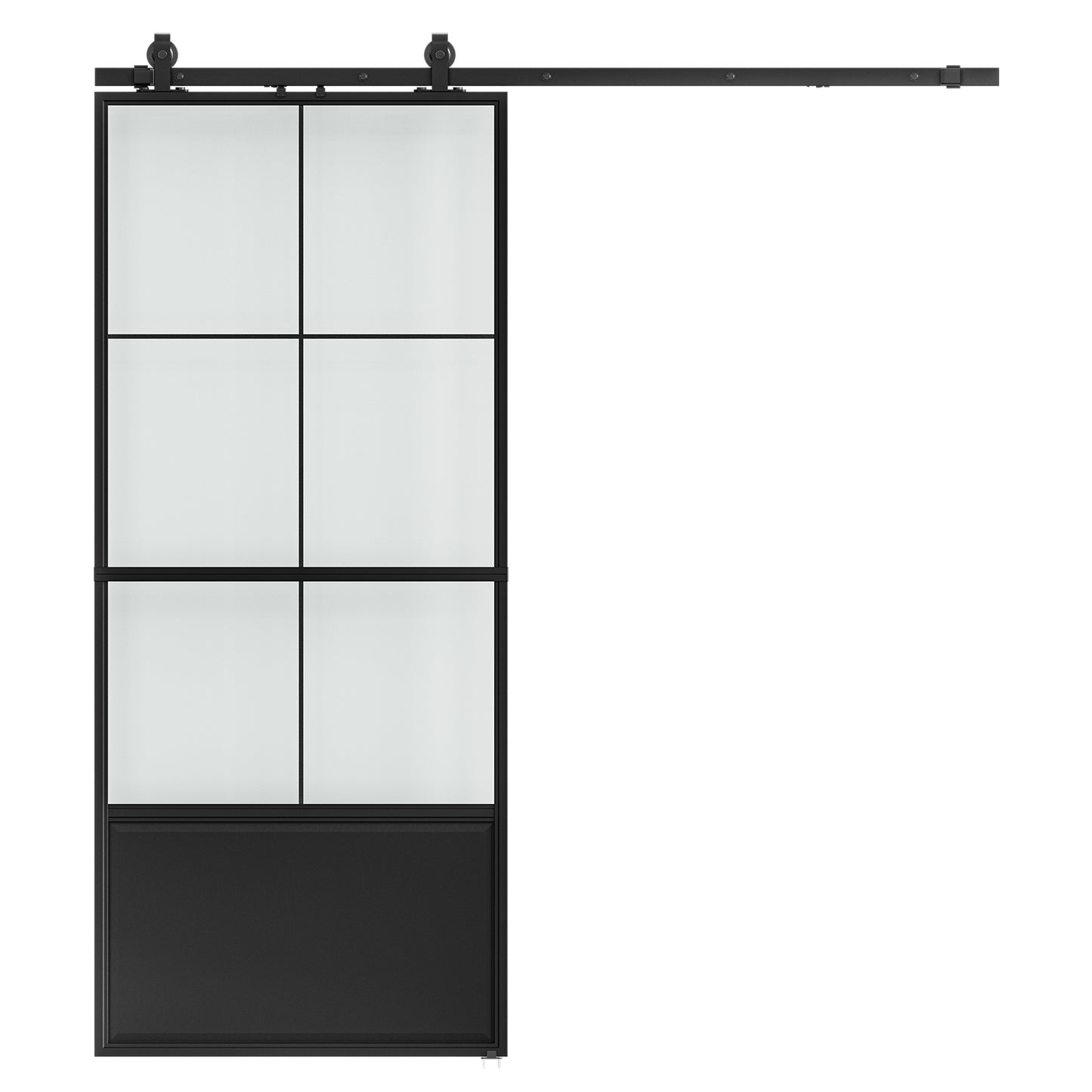 Glass Sliding Barn Door with Hardware Kit & Soft Close Mechanism