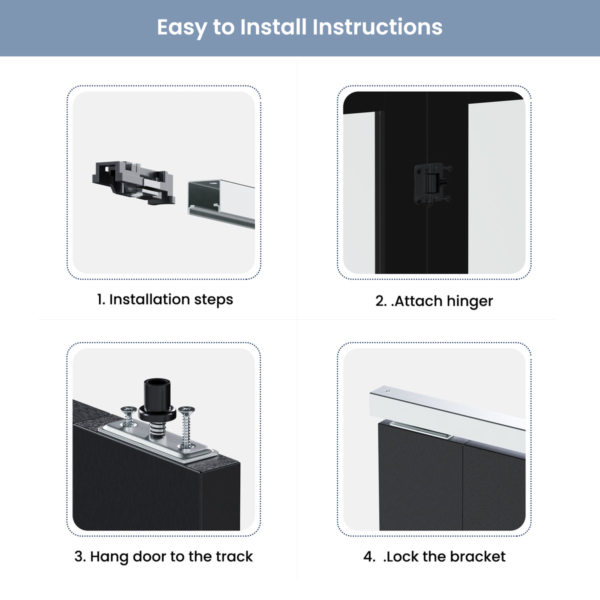 SMARTSTANDARD 32" x 80 Bifold Closet Door, Tempered Frosted Glass, Black, MDF, with Bi-fold Door Hardware Kit Included, Preassembled Panel, Water-Proof PVC Surface, Easy Install, Space-Saving