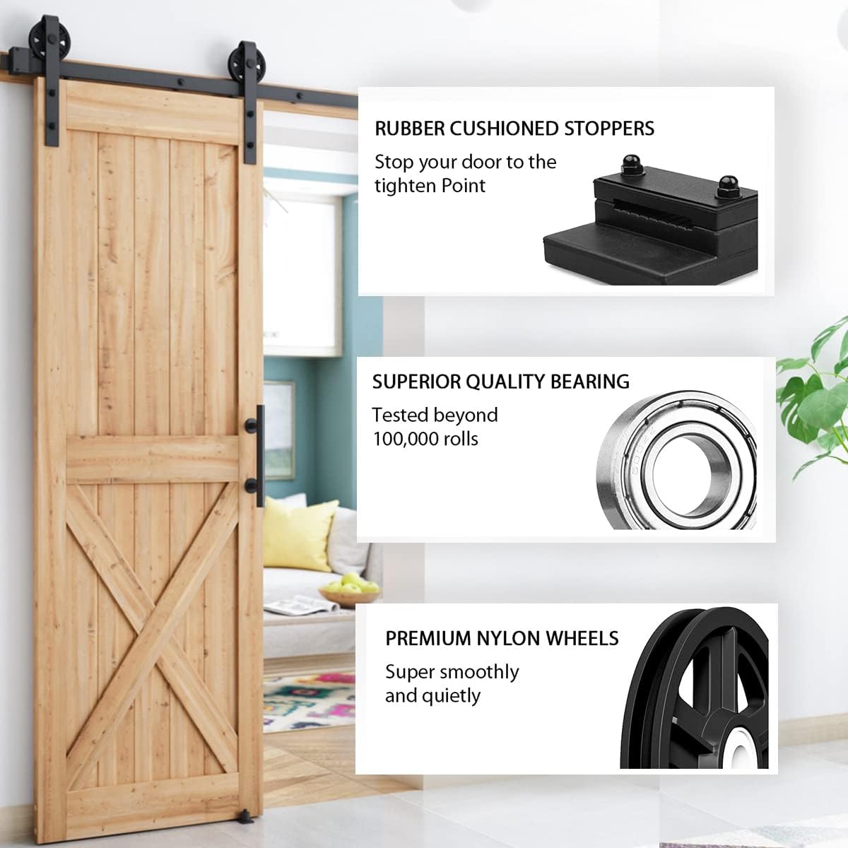 Sliding Barn Door Hardware Whole Kit, Big Wheel Shape Hanger