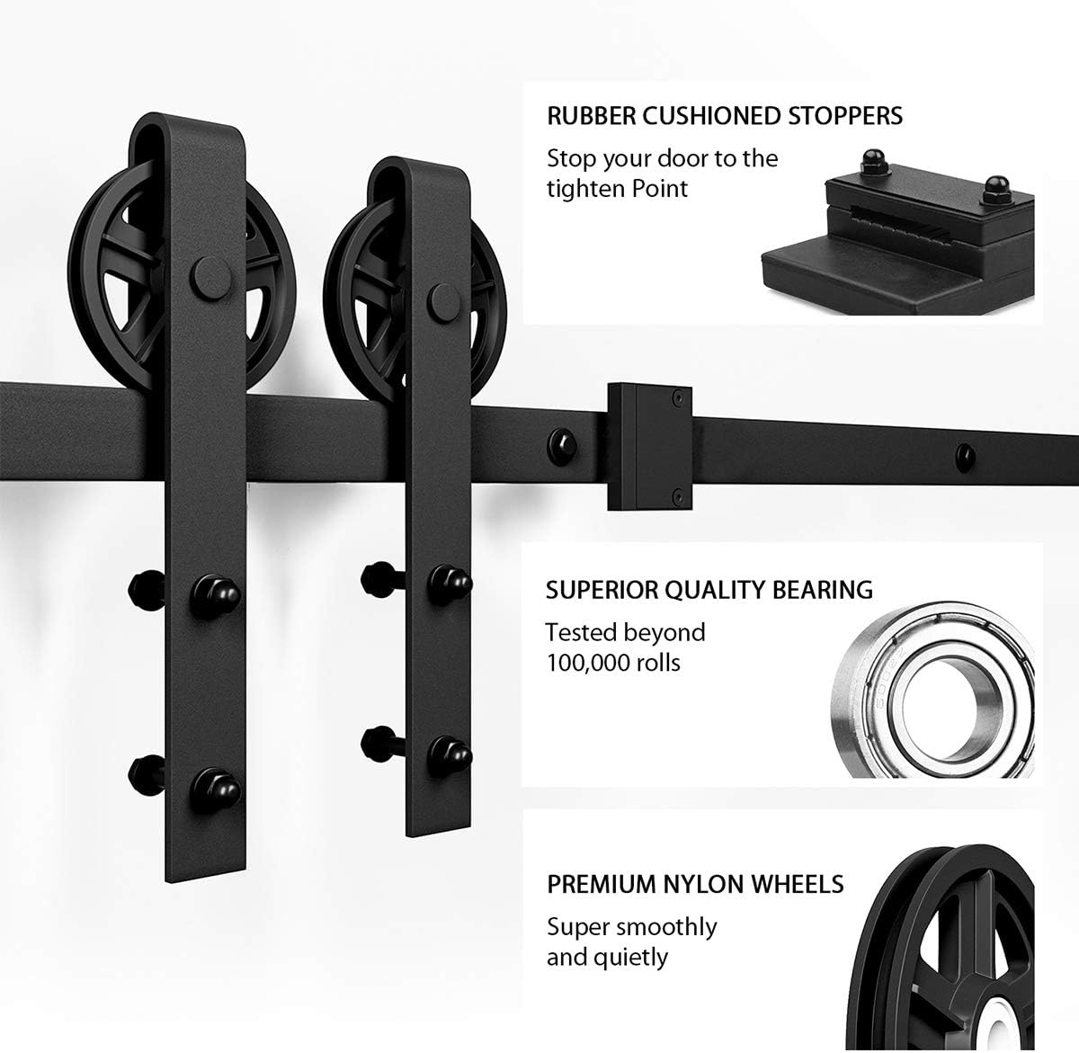Sliding Barn Door Hardware Kit, Big Wheel Shape Hanger