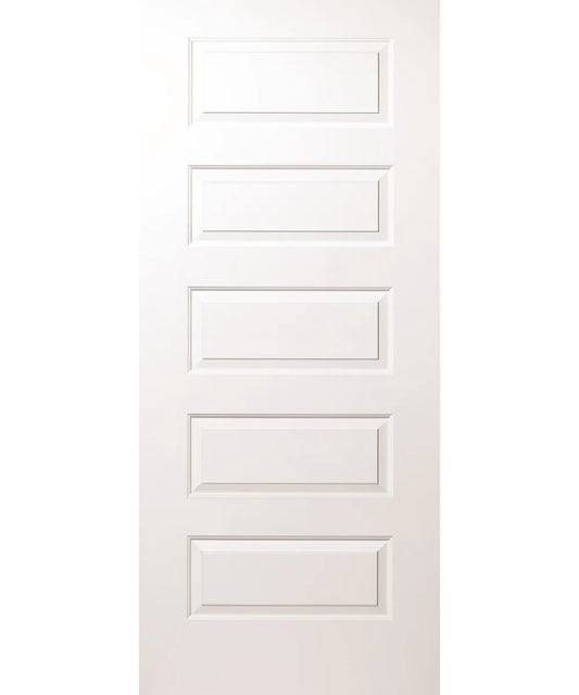 80" Primed 5-Paneled Solid Manufactured Wood Slab Door Without Hardware Kit