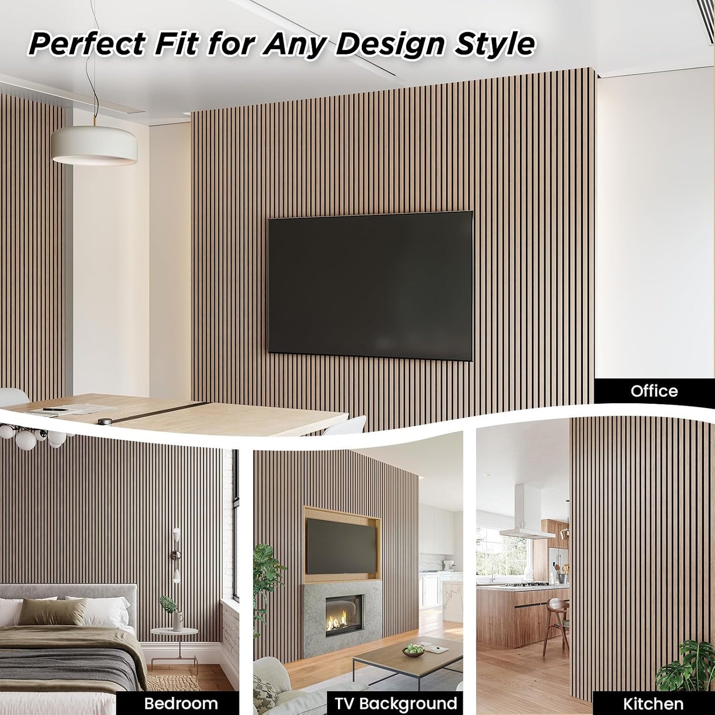 SMARTSTANDARD 4 Pack 106" x 12.6" Wood Slat Wall Panels, Walnut