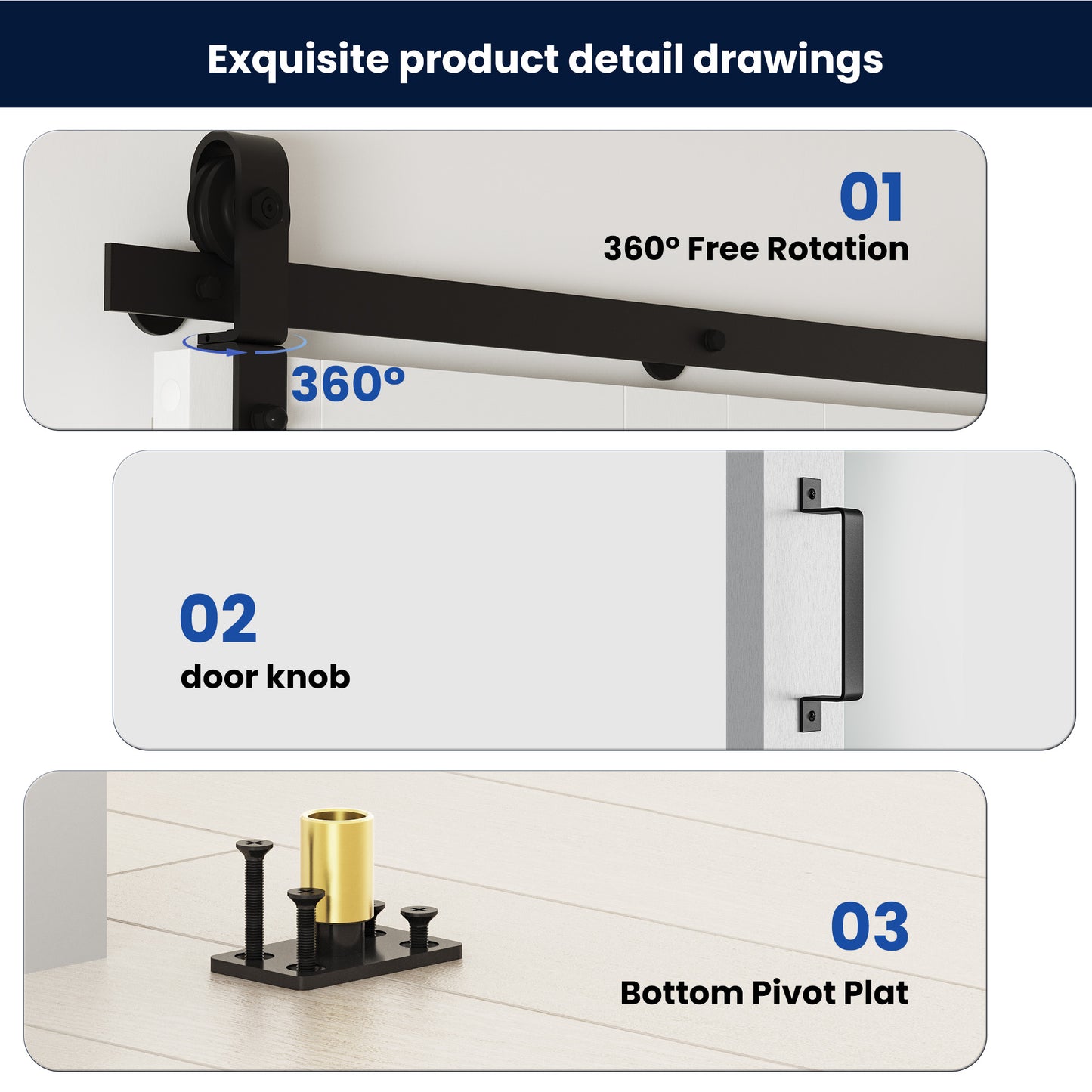 SMARTSTANDARD 24 x 84in Frosted Glass Bifold Barn Door with Hardware Kit | Pre-Drilled Holes Easy Assembly -Solid Barn Doors Slab Covered with Water-Proof PVC Surface, White