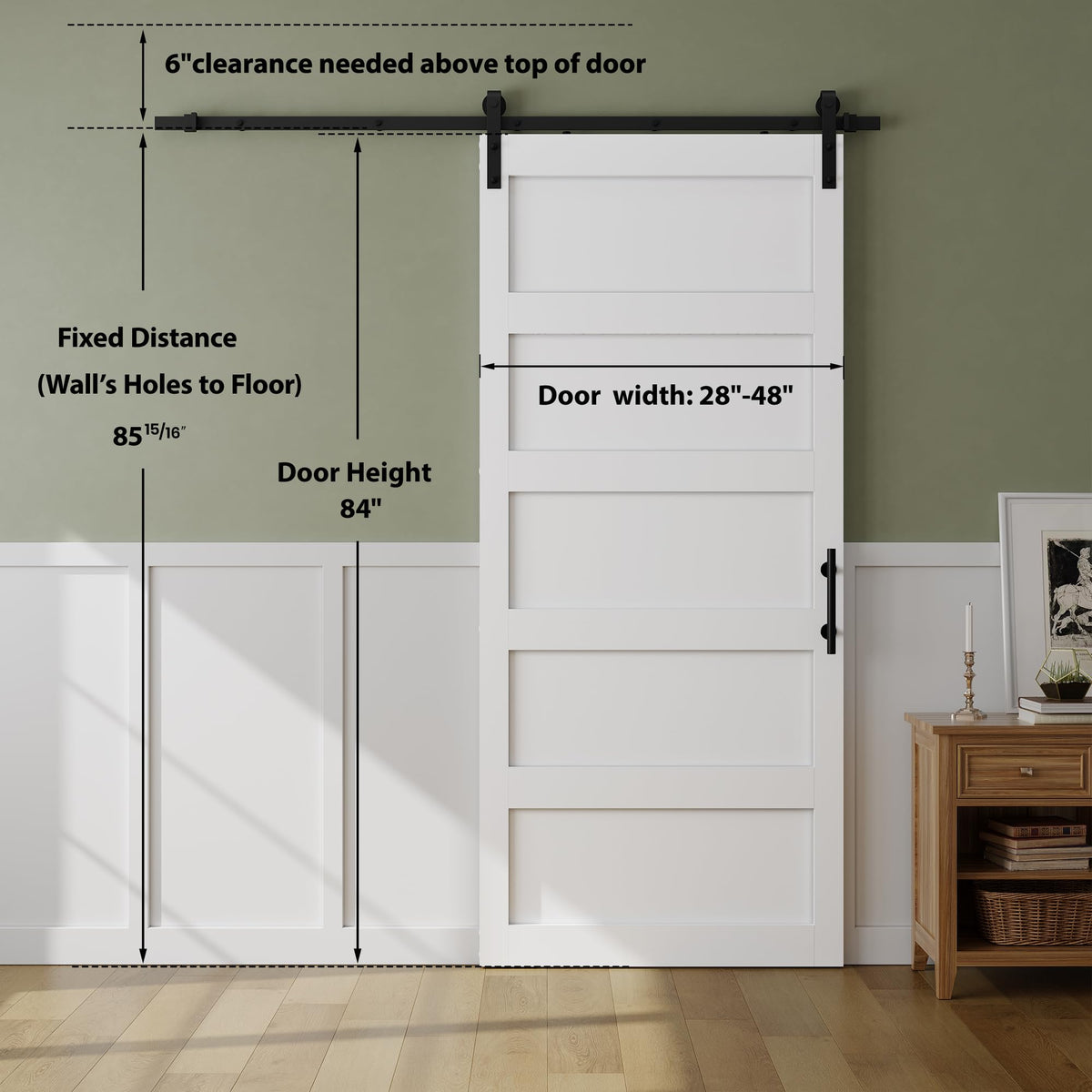 SMARTSTANDARD 42in x 84in Sliding Barn Door with 7FT Hardware Track Kit
