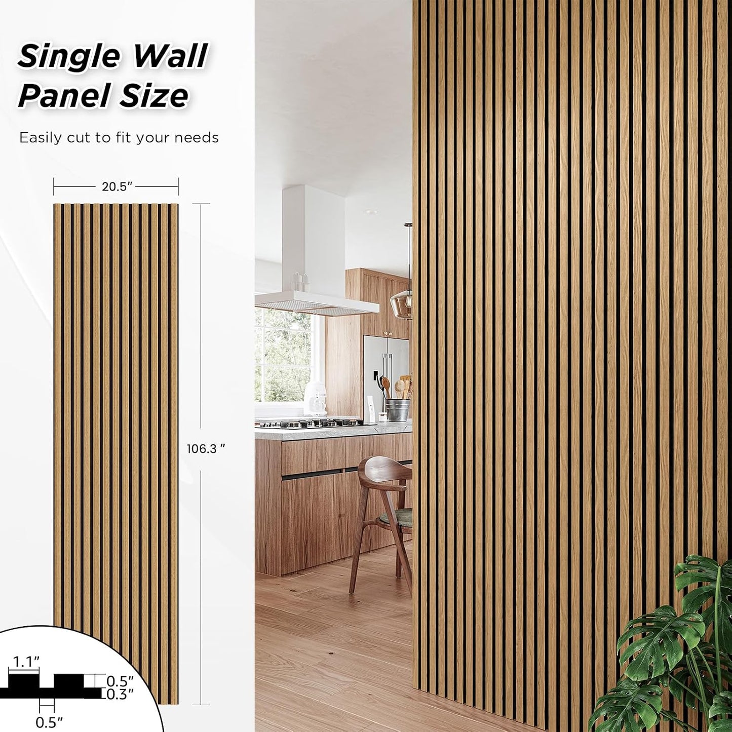 SMARTSTANDARD 2 Pack 106" x 20.5" Wood Slat Wall Panels, American Oak | Soundproof Wooden Wall Panels, Acoustic Wood Panels for Wall, 3D Fluted Wood Panels for Interior Wall Decor