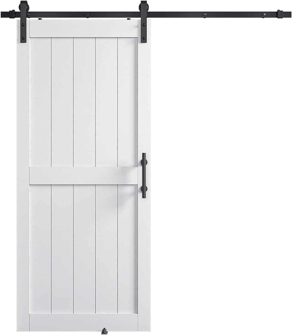 COSHOMER 36 x84in MDF Sliding Barn Door with 6.6ft Barn Door Hardware Kit & Handle