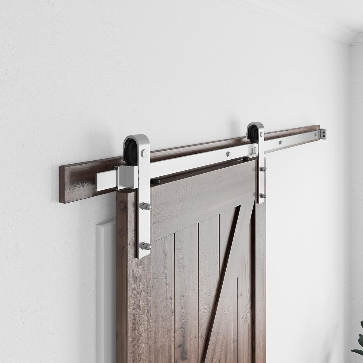 SMARTSTANDARD 5 Feet Brushed Nickel Barn Hardware Kit, Fit 30" W Door