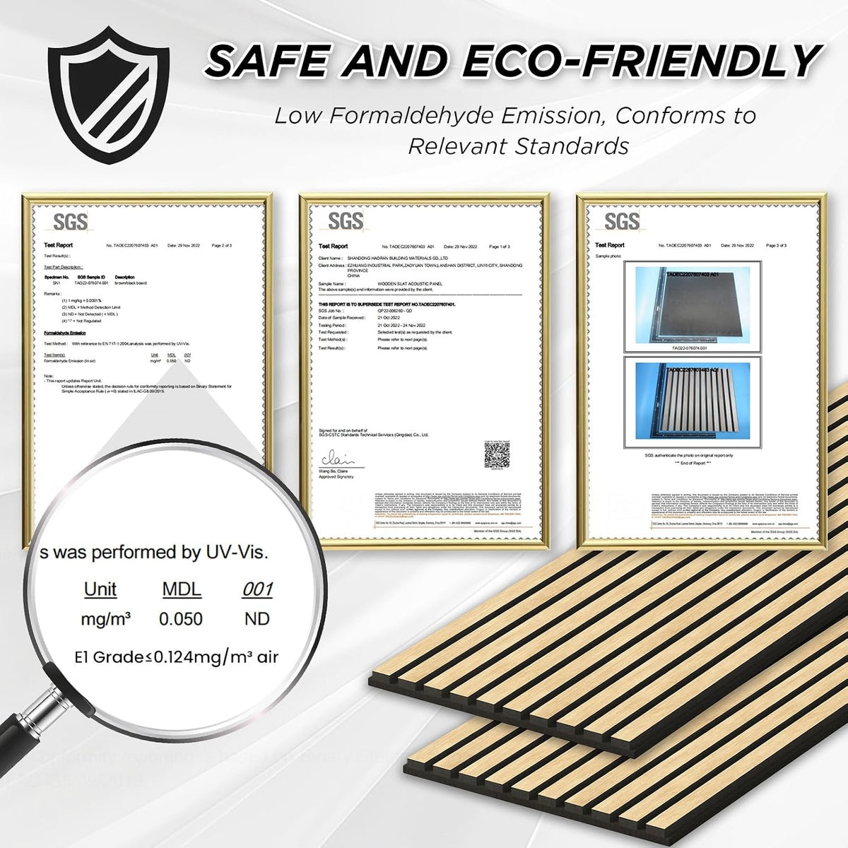 SMARTSTANDARD 4 Pack 105.9" x 12.6" Wood Slat Wall Panels, White Oak