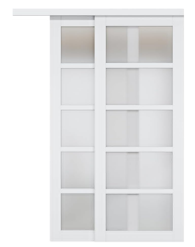 Closet Door , 5-Lite Frosted Glass Bypass Door with Hardware