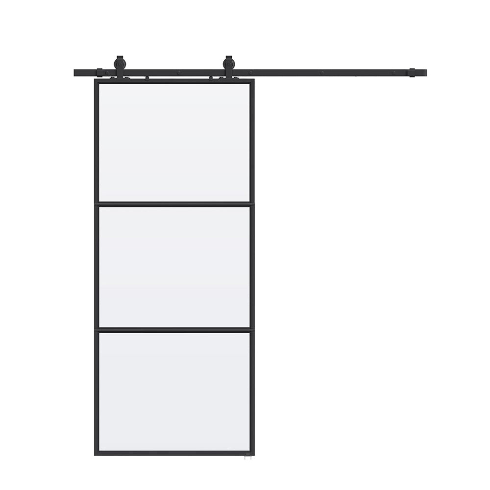 Glass Sliding Barn Door with Hardware Kit & Soft Close Mechanism