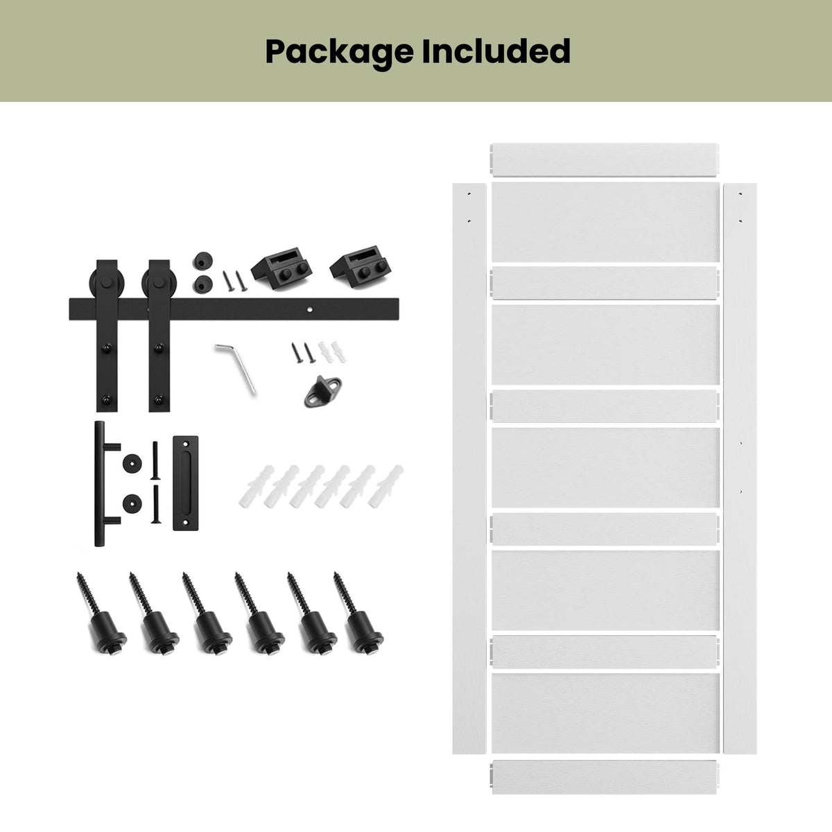SMARTSTANDARD 42in x 84in Sliding Barn Door with 7FT Hardware Track Kit