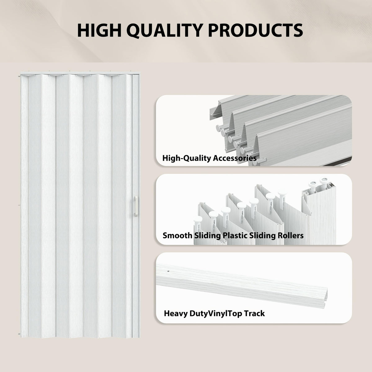 SMARTSTANDARD 32" x 80" Foldable Accordion Doors for Closet, PVC, White