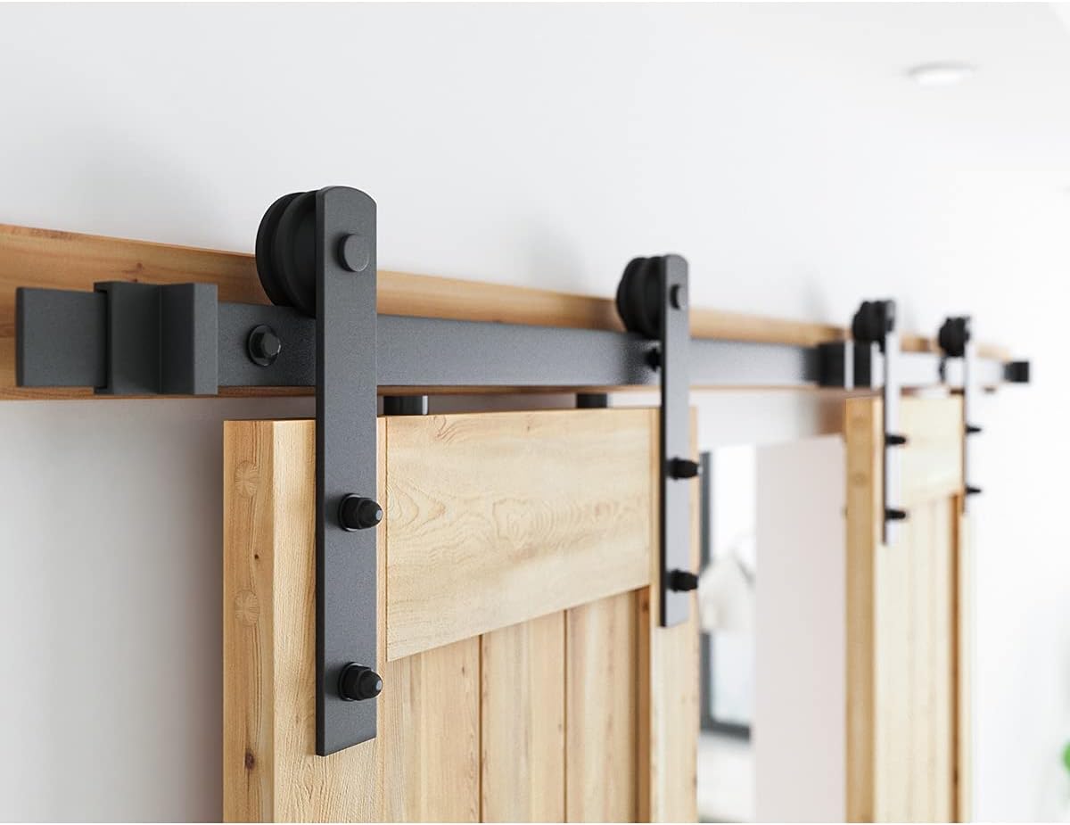 SMARTSTANDARD 10 FT Double Barn Door Hardware Kit, Fit 30" W Door Panel