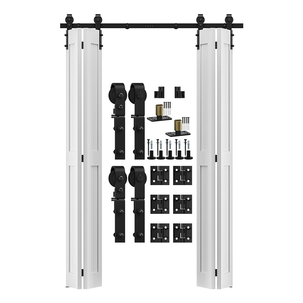 Bi-Folding Sliding Barn Door Hardware Kit, J Shape Hanger