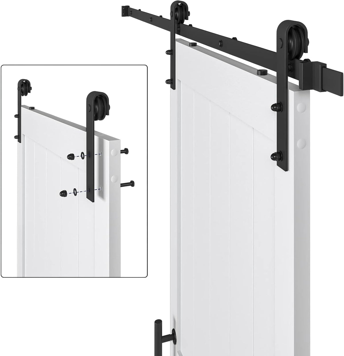 COSHOMER 36 x84in MDF Sliding Barn Door with 6.6ft Barn Door Hardware Kit & Handle