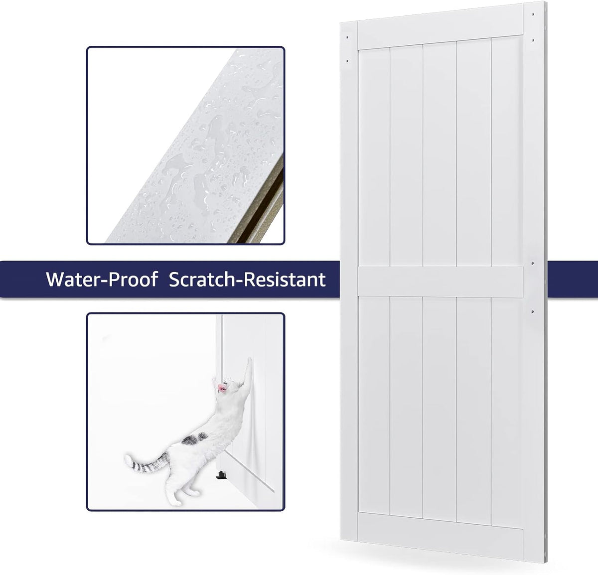 COSHOMER 36 x84in MDF Sliding Barn Door with 6.6ft Barn Door Hardware Kit & Handle
