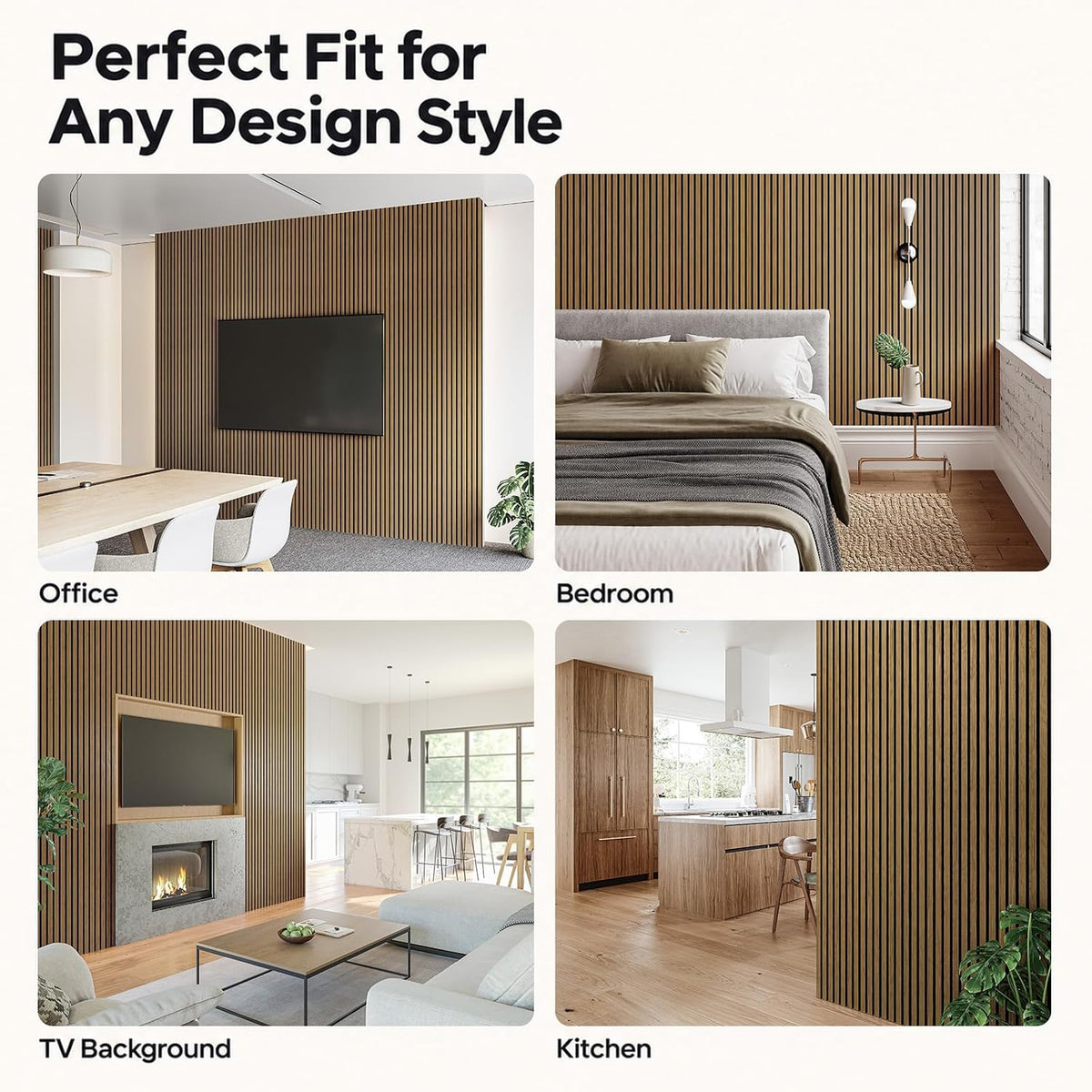 SMARTSTANDARD 2 Pack 105.9" x 12.6" Wood Slat Wall Panels, Classic Oak