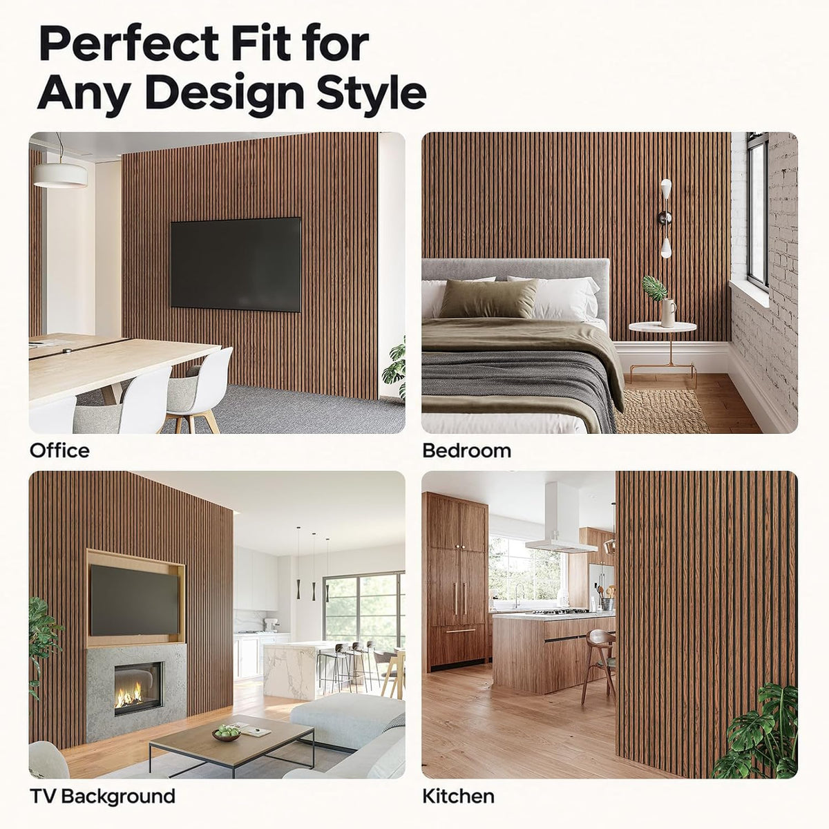 SMARTSTANDARD 4 Pack 105.9" x 12.6" Wood Slat Wall Panels, Classic Brown
