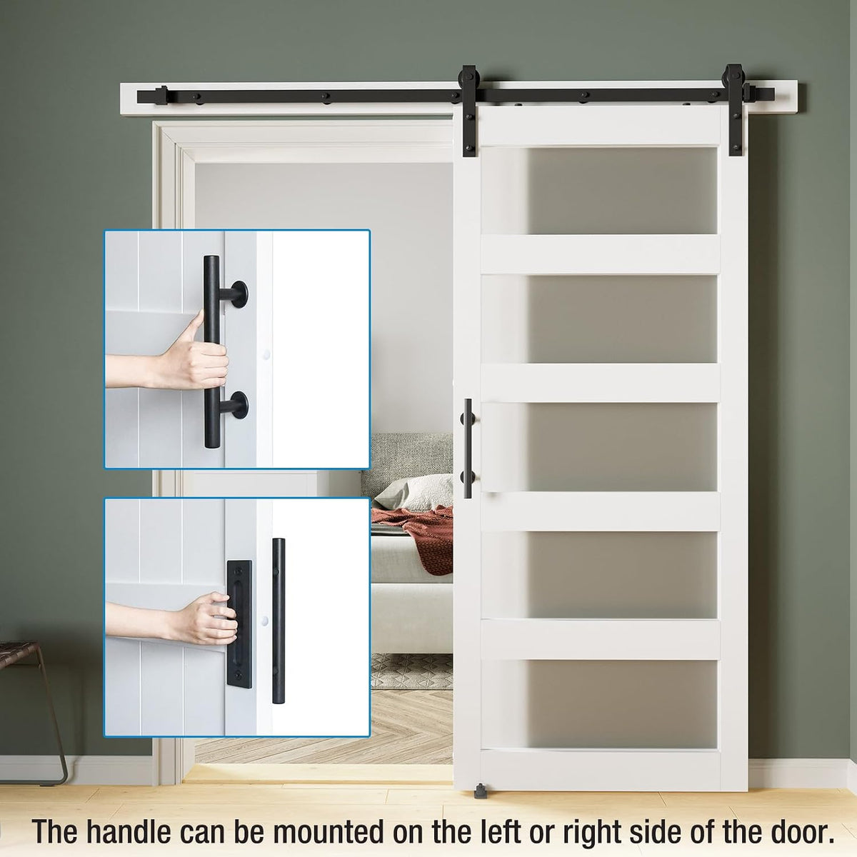 COSHOMER 36in x 84in 5-Panel Sliding Glass Barn Door with 4ft Hardware Kit