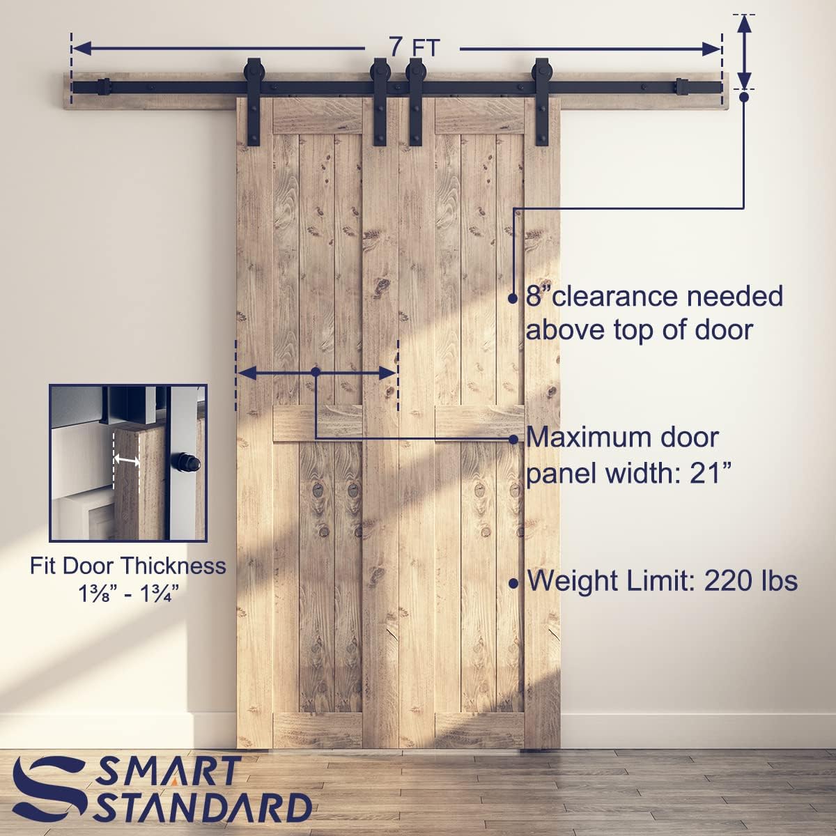 Double Barn Door Hardware Kit, J Shape Hanger