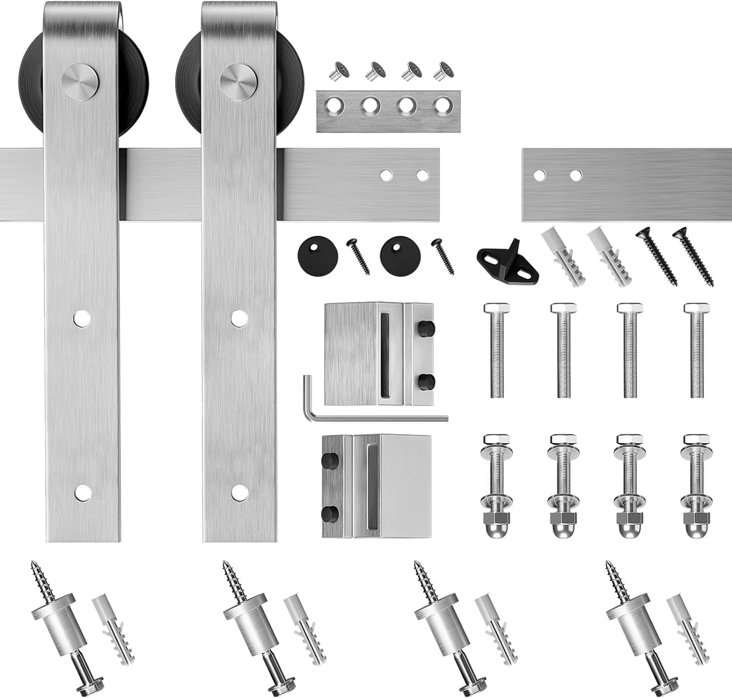 5 Feet Brushed Nickel Barn Door Hardware Kit-Heavy Duty Sliding Track-Smoothly and Quietly-Easy to Install-Fit 30" Wide Door Panel (J Shape Hanger)