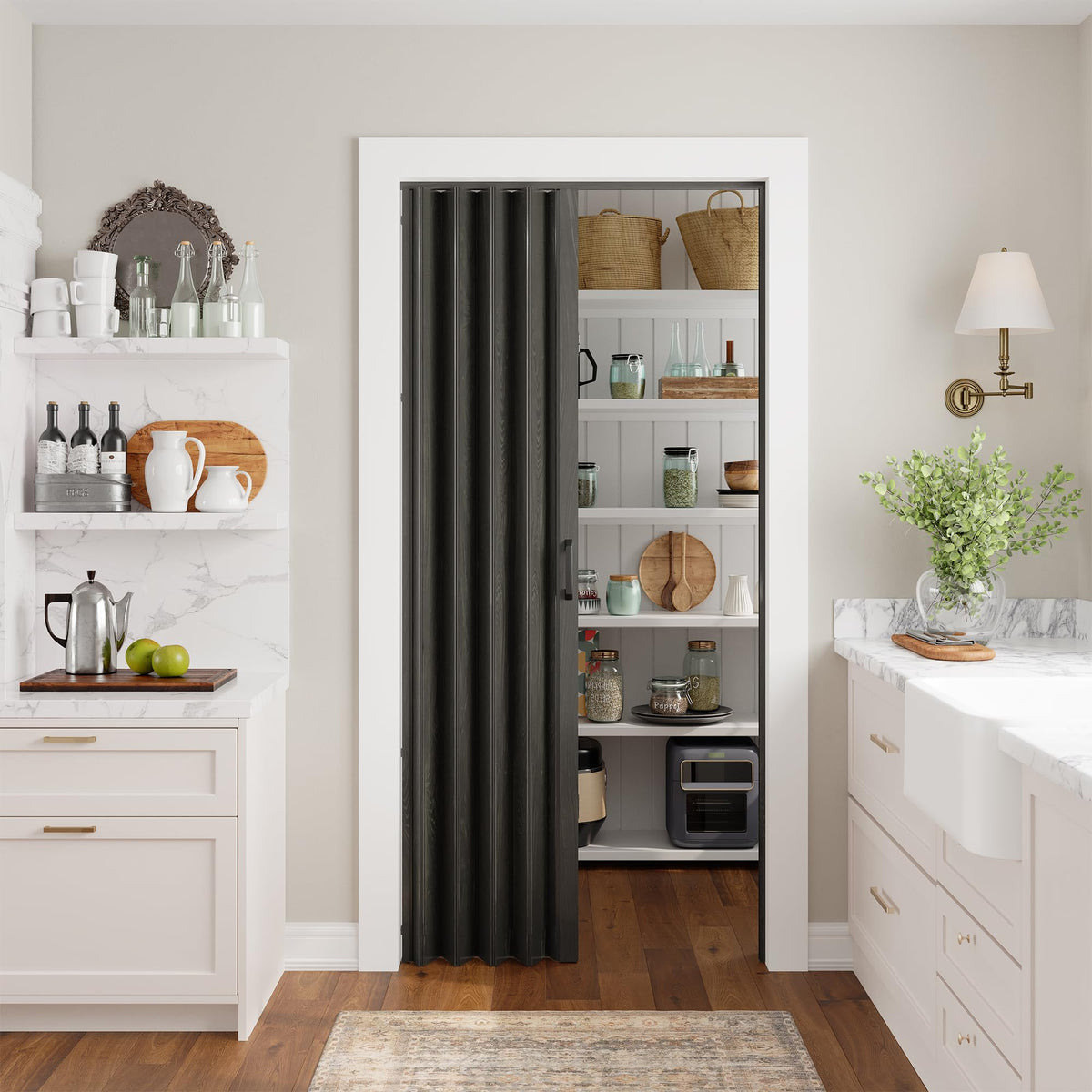 SmartStandard 32" x 80" Accordion Doors Interior, Double Walled, Black