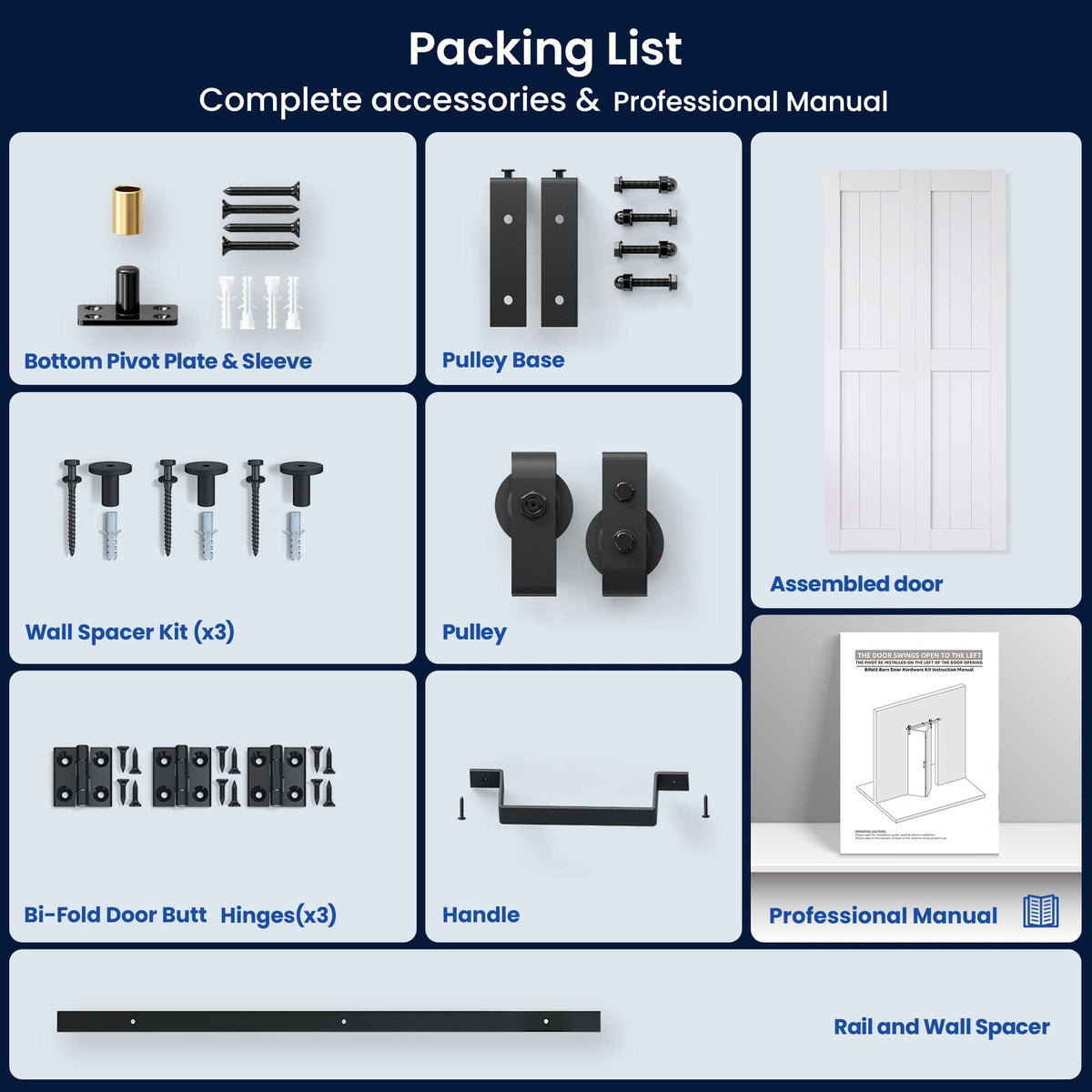 Bifold Barn Door 28" x 84", MDF Bi-Fold Sliding Closet Doors with Hardware Kit Included, Pre-Finished Easy Assembly, Water-Proof PVC Surface & Save Space, H-Frame, 32" Track for 2 Doors ,White