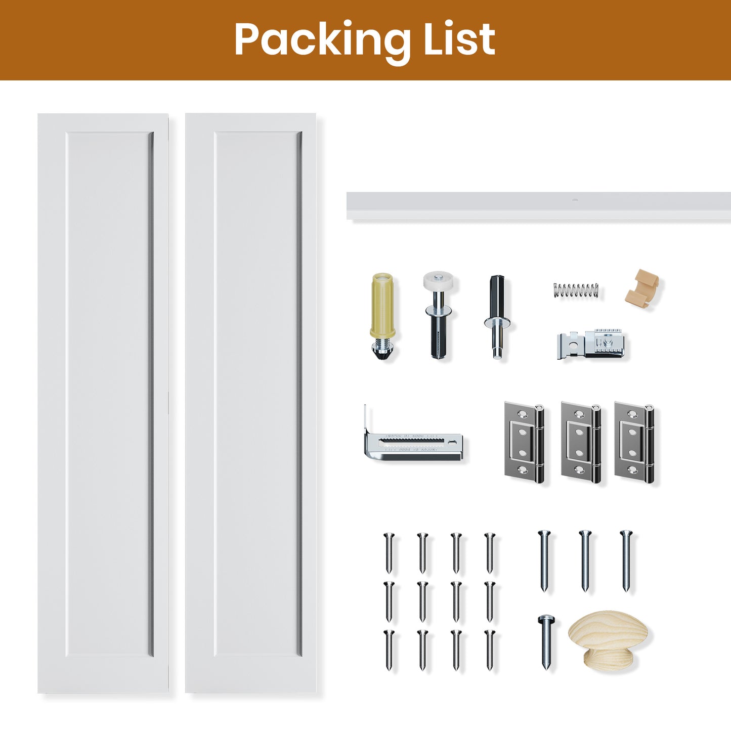 SMARTSTANDARD Bifold Closet Door, 1-Panel Pre-Assembled Interior Folding Door with Complete Hardware Kit, Paintable Door for Bedroom Closets, Pantry, Laundry, White Primed