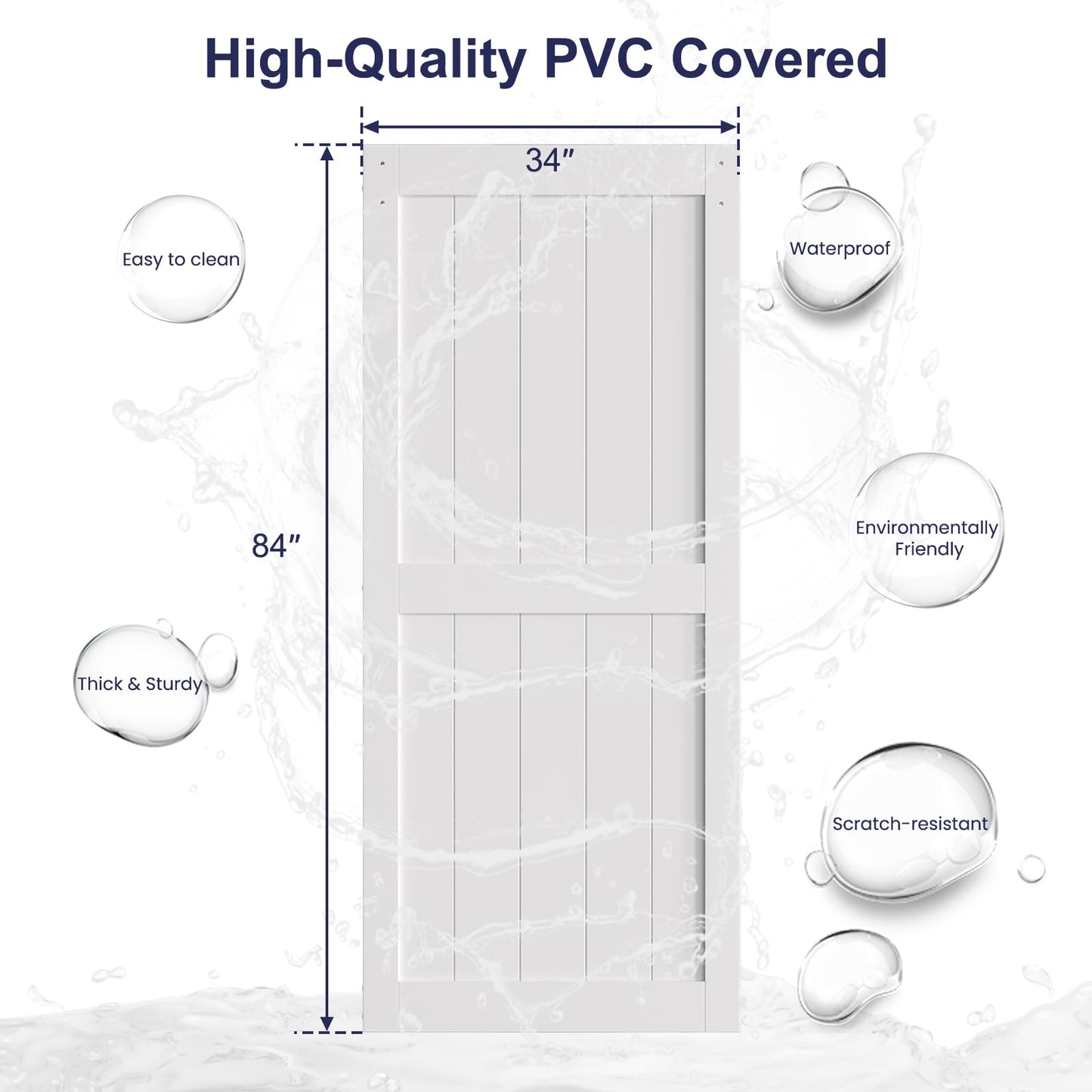 SMARTSTANDARD 34" x 84" White Sliding Barn Door with 6FT Silver Hardware