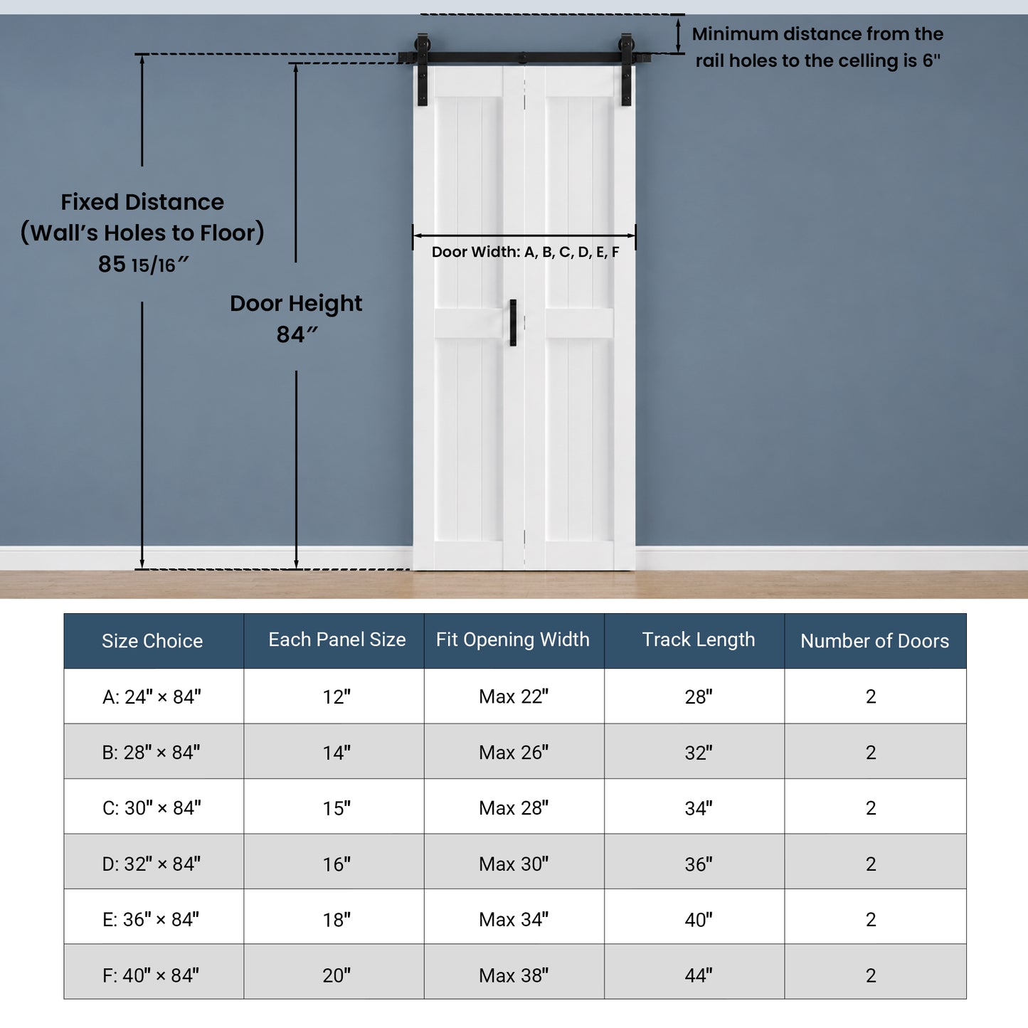 SMARTSTANDARD 30" x 84" H-Shape Bifold Barn Door with Hardware Kits | Double 15" MDF Panels Bi-Fold Closet Doors, Waterproof PVC Surface, Pre-Drilled Folding Doors for Bedroom Pantry