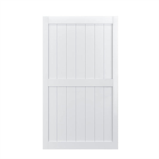 48in x 84in White Sliding Barn Door, Pre-Drilled Holes Easy Assembly -Solid Barn Door Slab Covered with Water-Proof PVC Surface, MDF, H-Frame