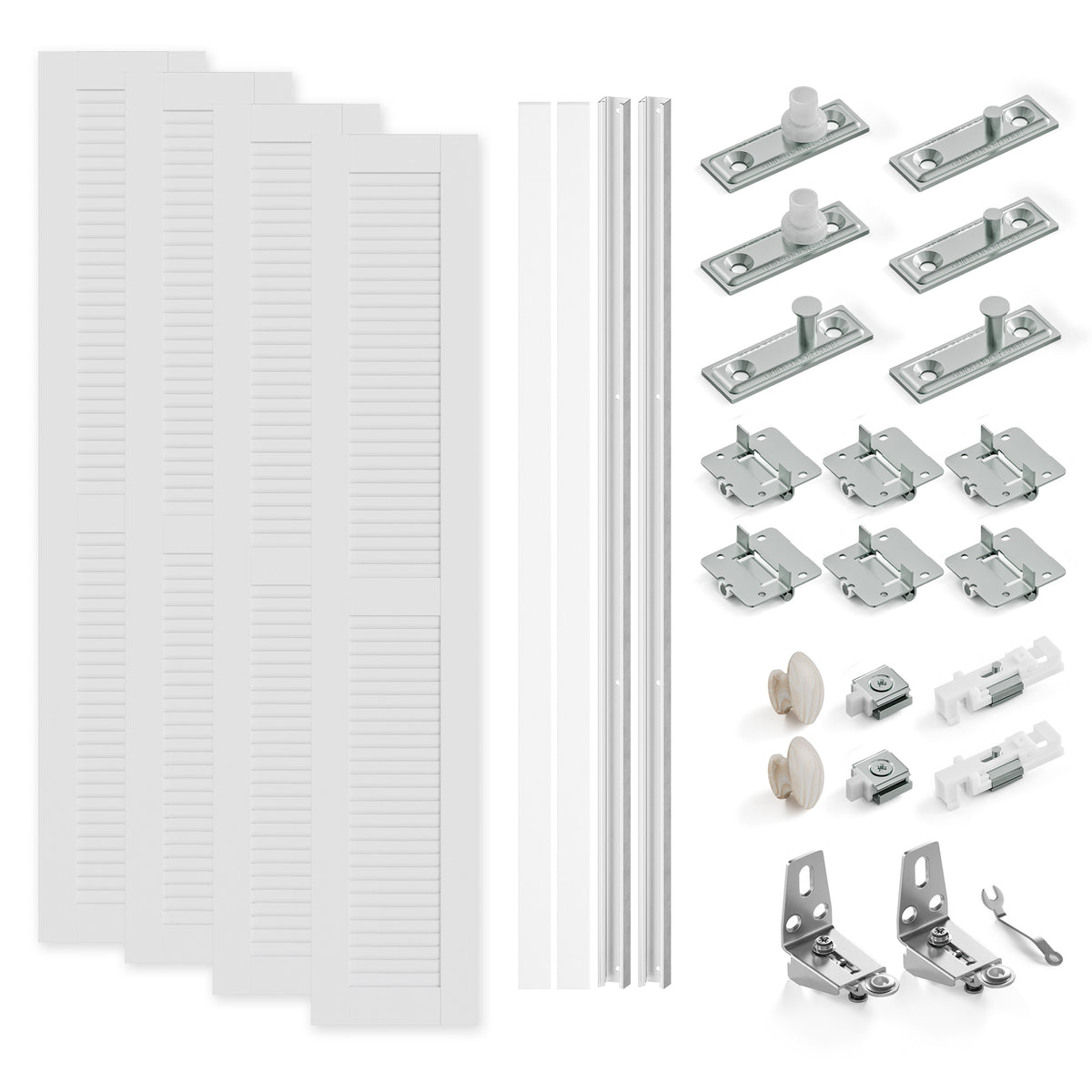 SMARTSTANDARD 56" x 80" Louvered Bifold Closet Door, MDF, White, Pre-Assembled Folding Doors with Hardware Kit, Easy Installation for Bedroom Pantry, Water-Proof PVC Surface, Space-Saving