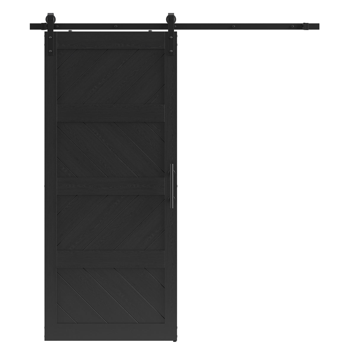 COSHOMER 36x84in Black Sliding Barn Door Hardware Kit, Modern Paneled Wave Design