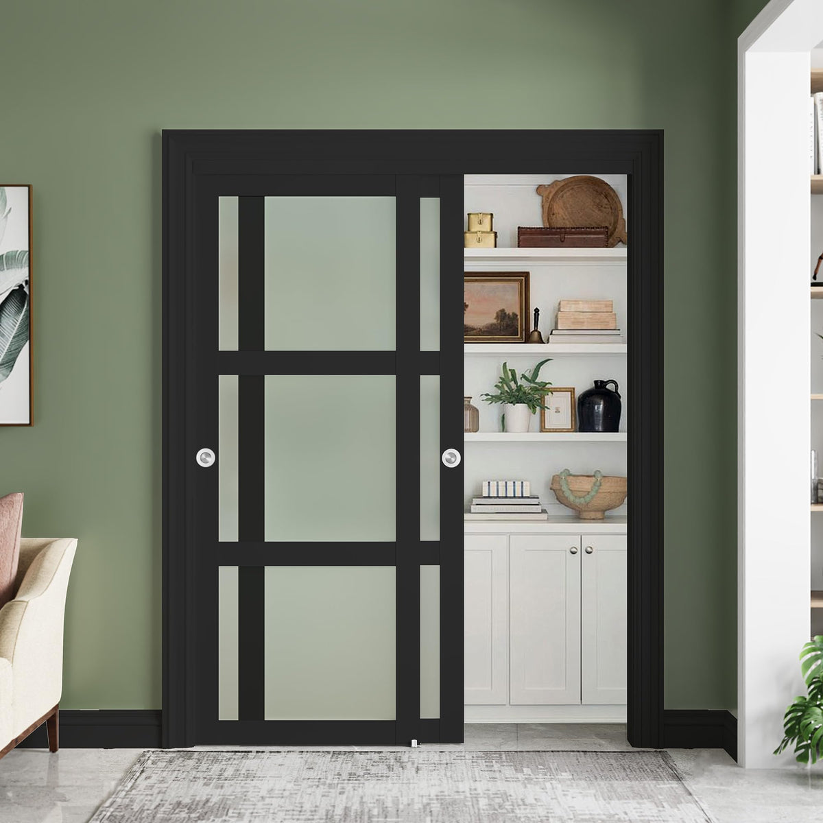 SMARTSTANDARD Black Sliding Closet Barn Door 60x80(Double 31") Inch, Bypass Sliding Door