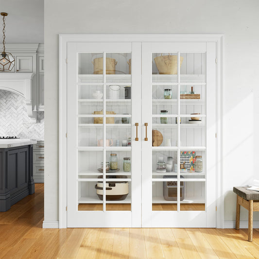 SMARTSTANDARD 64" x 80" Clear Glass French Interior Solid Core Door Slab