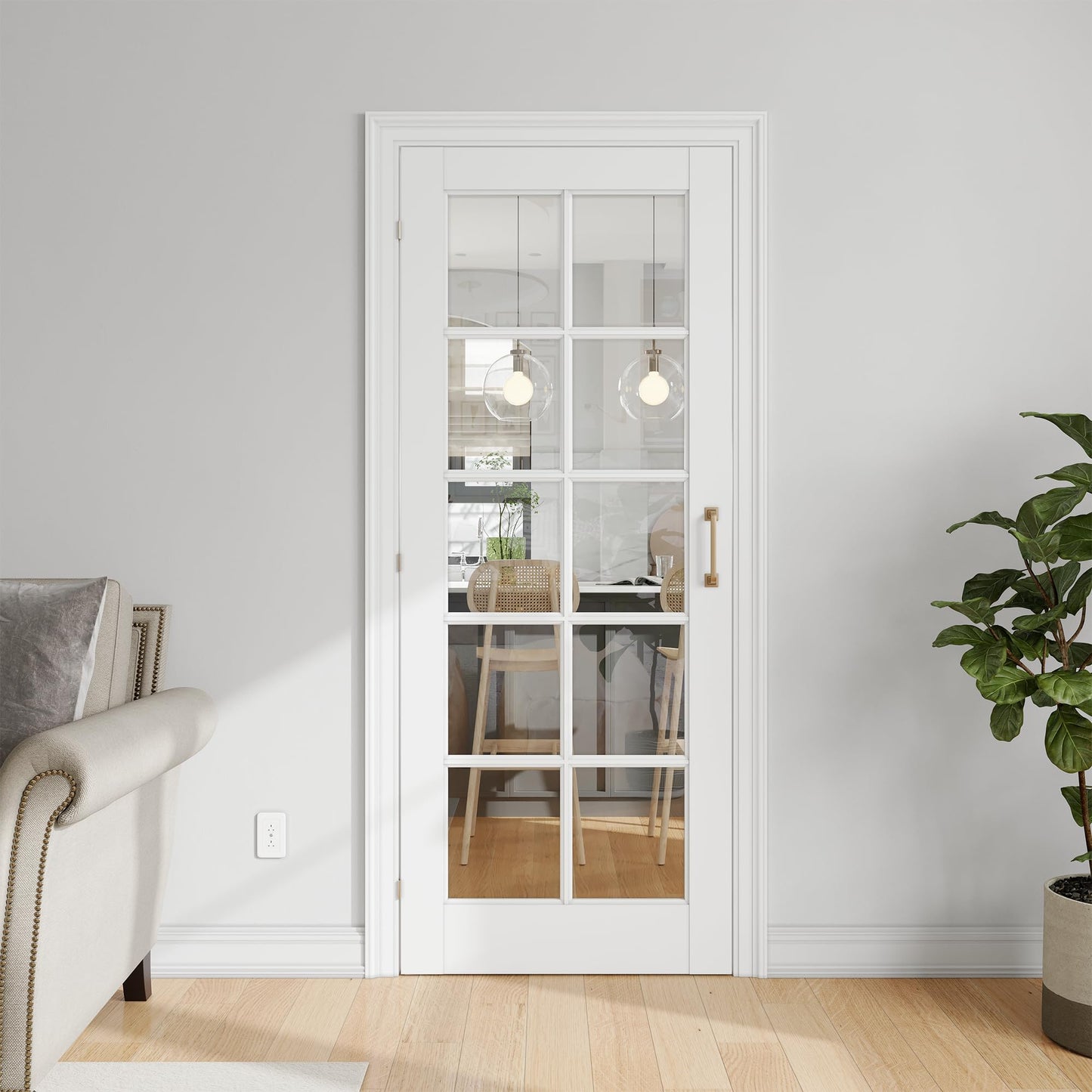SMARTSTANDARD 30" x 80" Clear Glass French Interior Solid Core Door Slab
